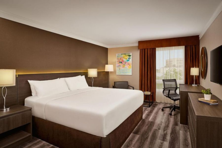 Standaard kamer in Varscona Hotel in Edmonton tijdens een winterreis naar Canada