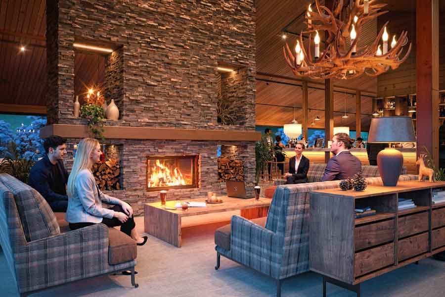 Lounge met open haard